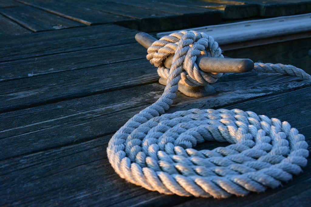 Dock Decking Material - Rope and Cleat on Dock